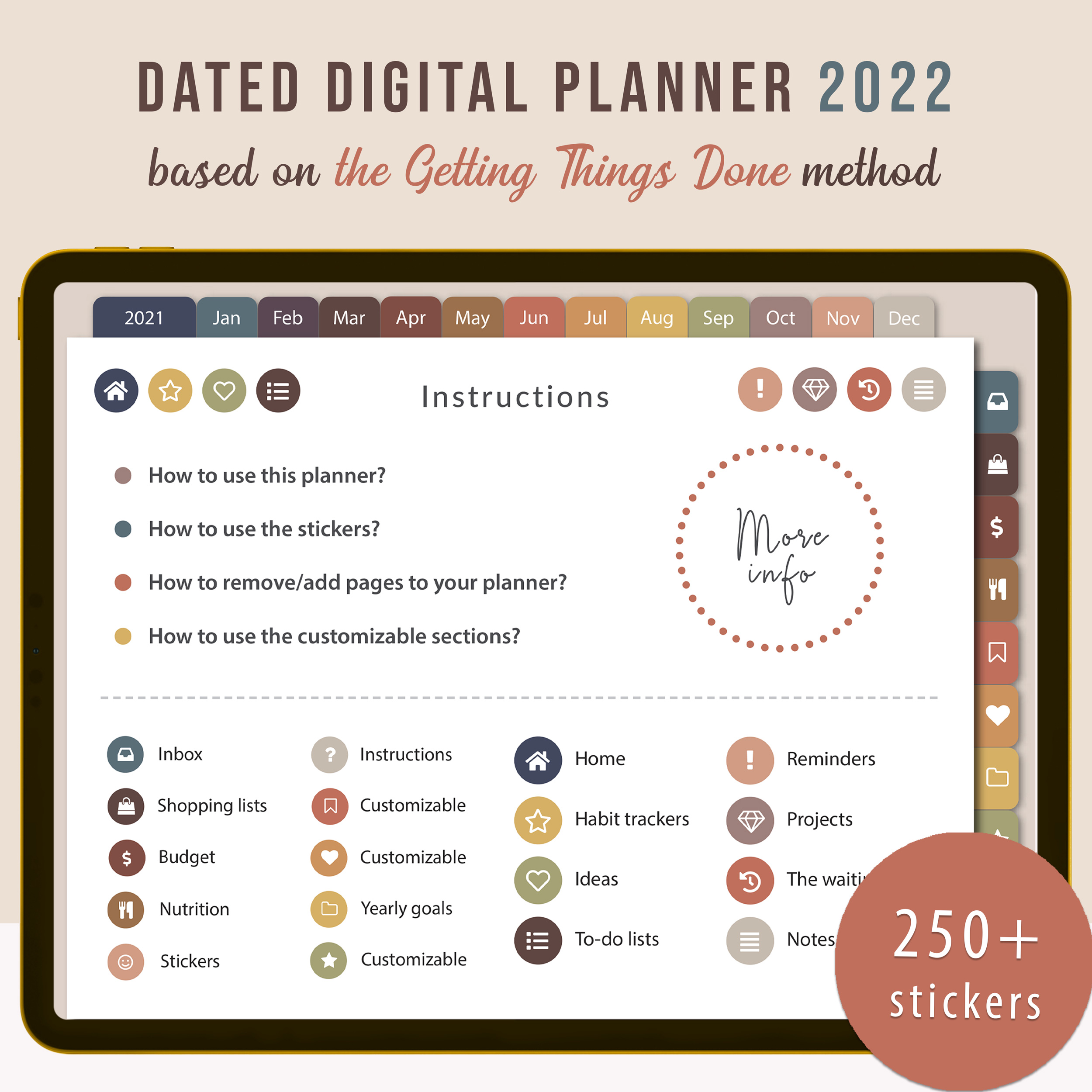 Digital Journal Xodo PDF Goodnotes Digital Dated Digital Planner Dated Planner 2022 Horizontal Digital 2022 Planner