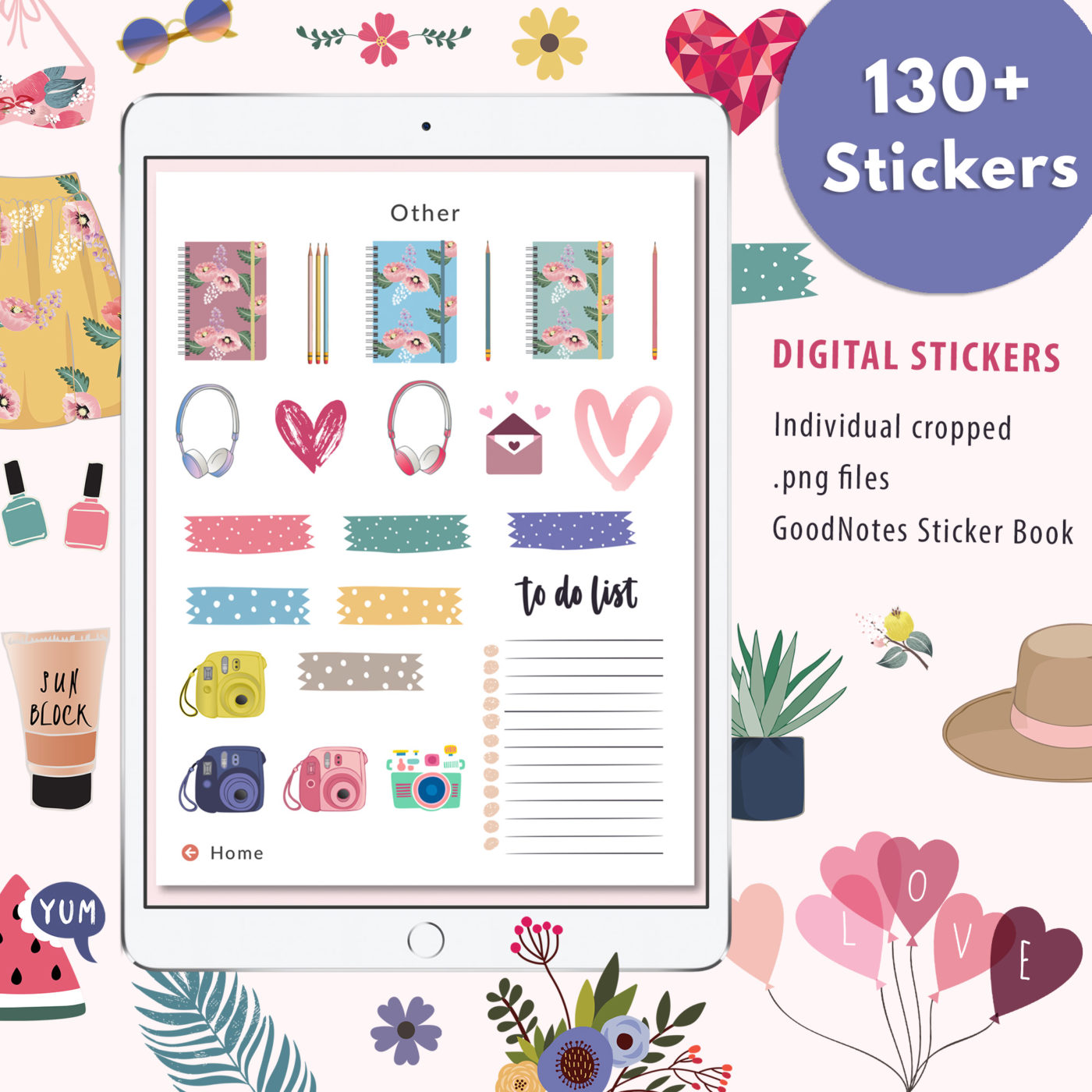 GTD Digital Planner 2022 (horizontal) Pastel Love + Sticker Book ...